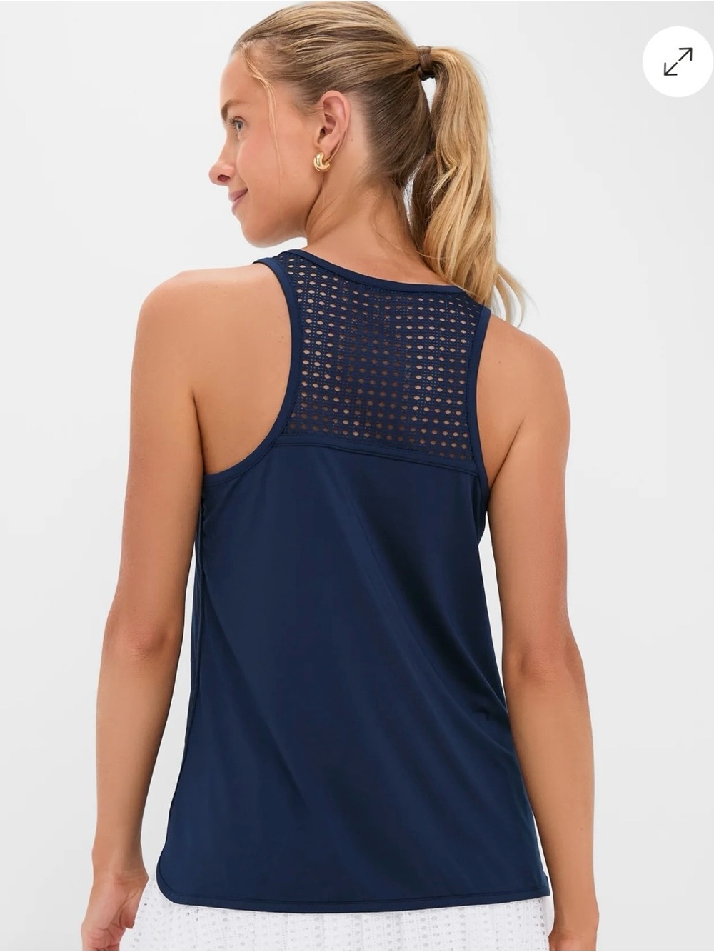 Tuckernuck TNUCK SPORT Navy Cane Performance Jersey Ellen Racerback, NWT